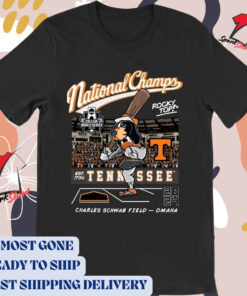 Official Tennessee Volunteers NCAA D1 Baseball College World Series National Champion 2024 Smokey Rocky Top Charles Schwab Field Omaha t-shirt