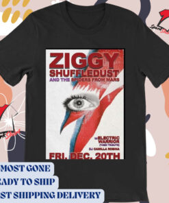 Official Poster Ziggy Shuffledust And The Spiders From Mars December 2024 San Diego CA t-shirt