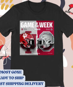 Official Poster Game of the Week matchup Indiana Hoosiers Vs Ohio State Buckeyes Helmet College Football 25 t-shirt