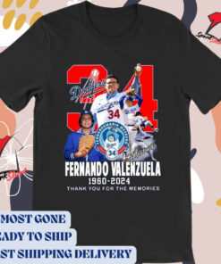 Official Fernando Valenzuela Los Angeles Dodgers 1960-2024 Thank You For The Memories Signature MLB Baseball t-shirt