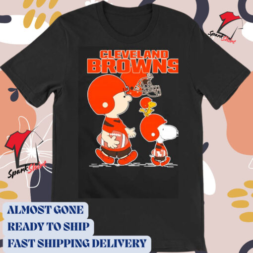 Awesome cleveland Browns Let’s Play Football Together Snoopy Charlie Brown And Woodstock Shirt