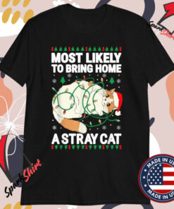 Most Likely To Bring Home A Stray Cat Christmas T-Shirts