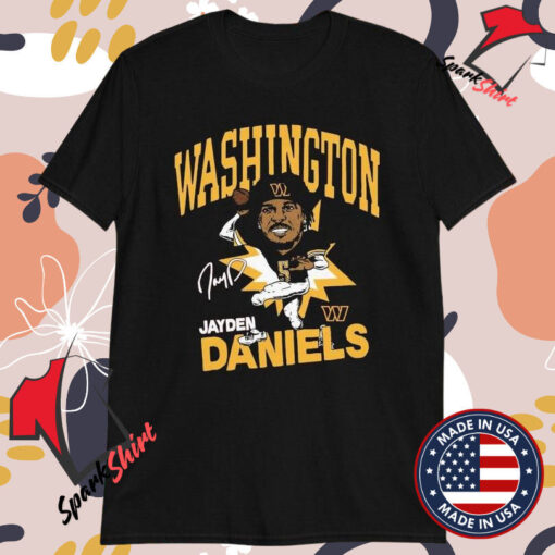 Washington Commanders Jayden Daniels Burgundy Caricature Player Tri-Blend T-Shirts