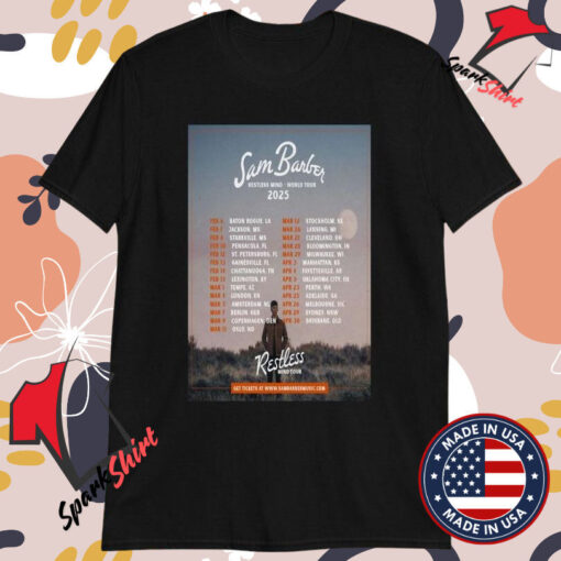 Sam Barber Restless Mind 2025 World Tour T-shirts